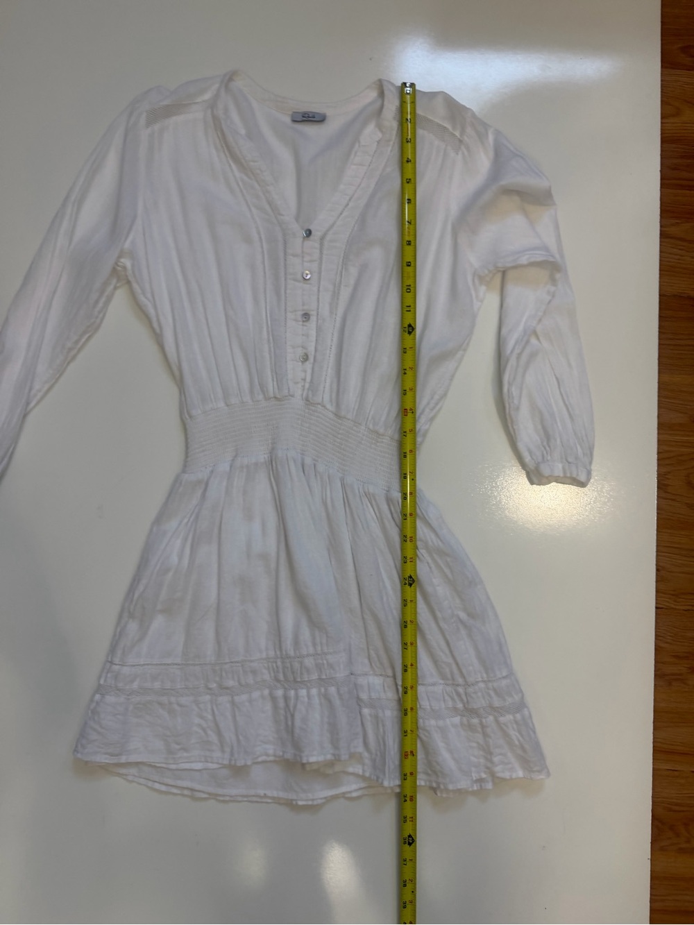 Rails Jasmine White Linen Blend Smocked Waist Mini Dress S - Picture 4 of 10